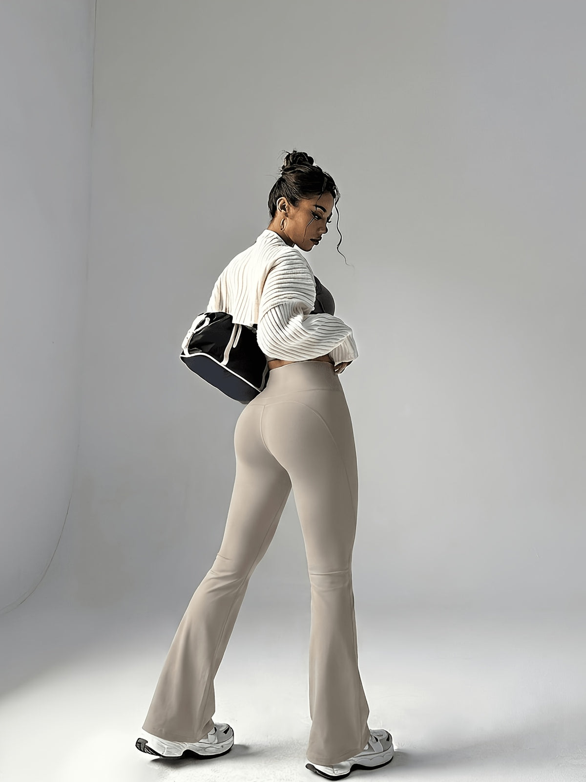 High Waist Flare Pants - Lead Grey