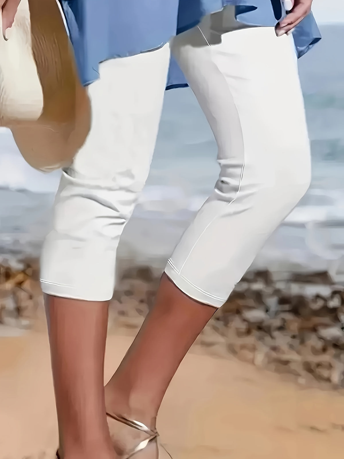 Casual Sports Yoga Capri Pants - White