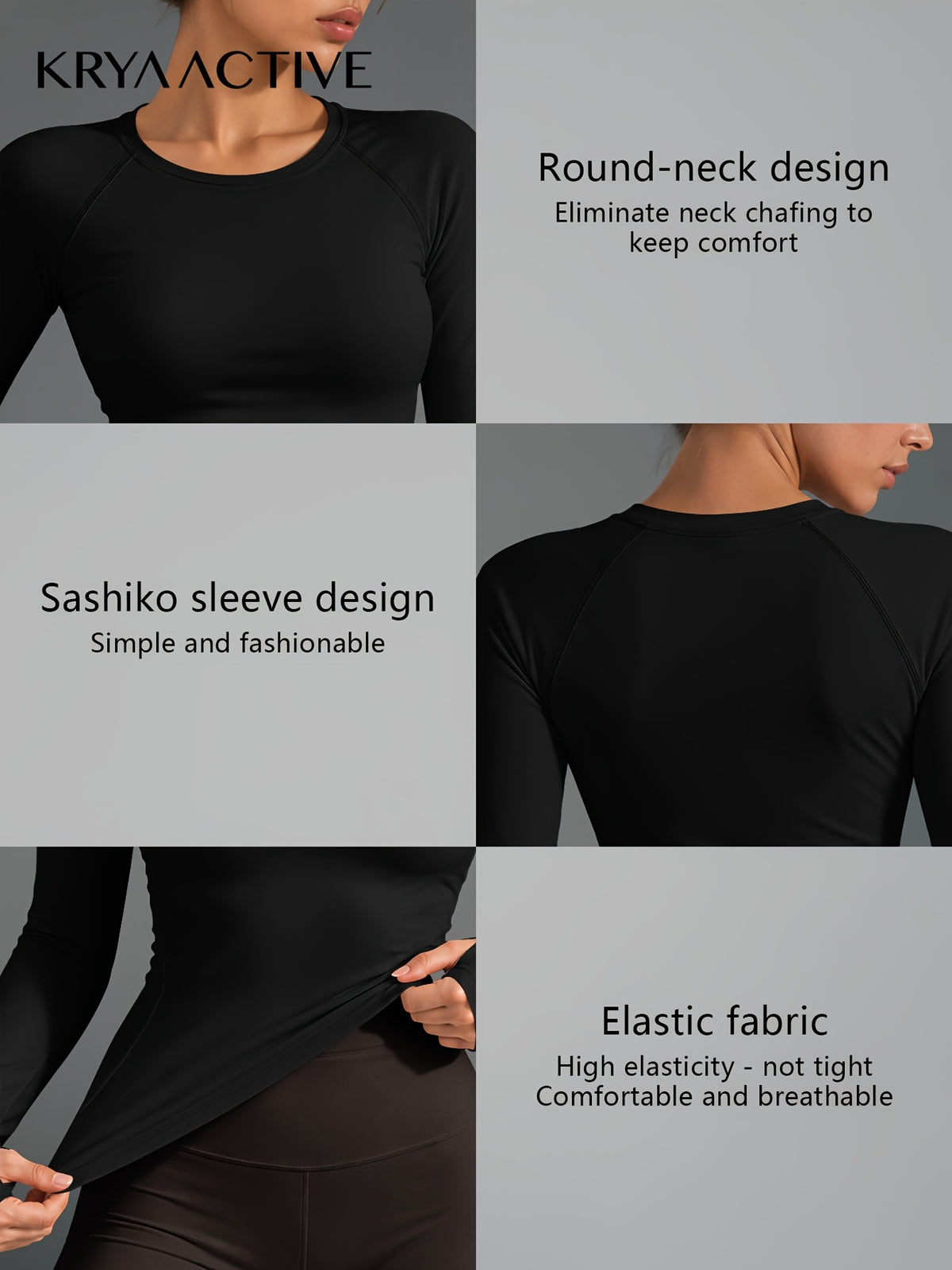 Raglan Thumbhole Base Layer Top - Black