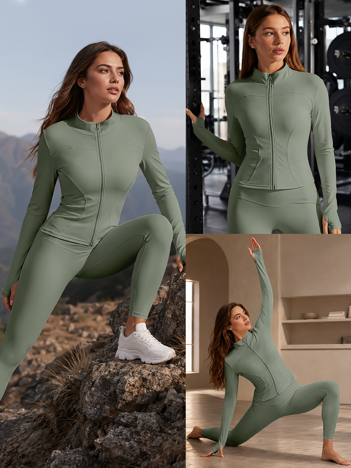 Quick Dry Long Sleeve Sports Jacket - Green