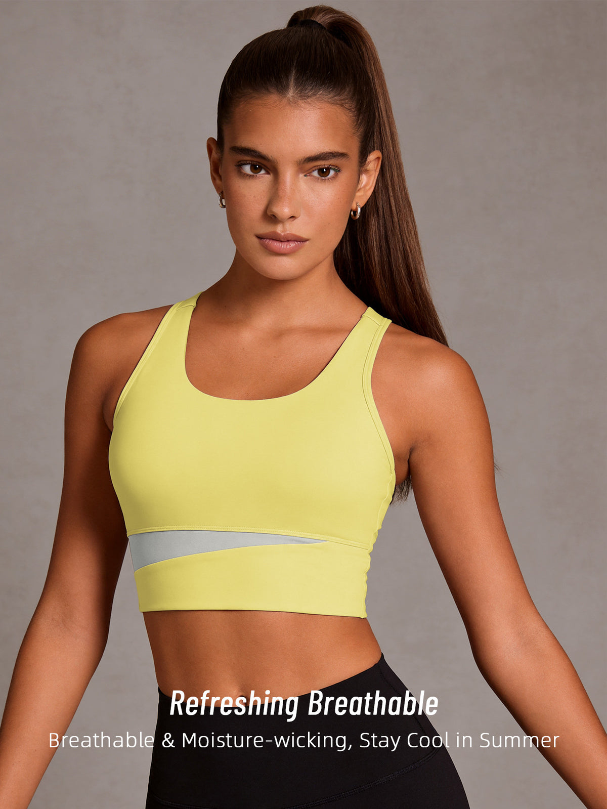 Color Block Strappy Sports Bra - Yellow
