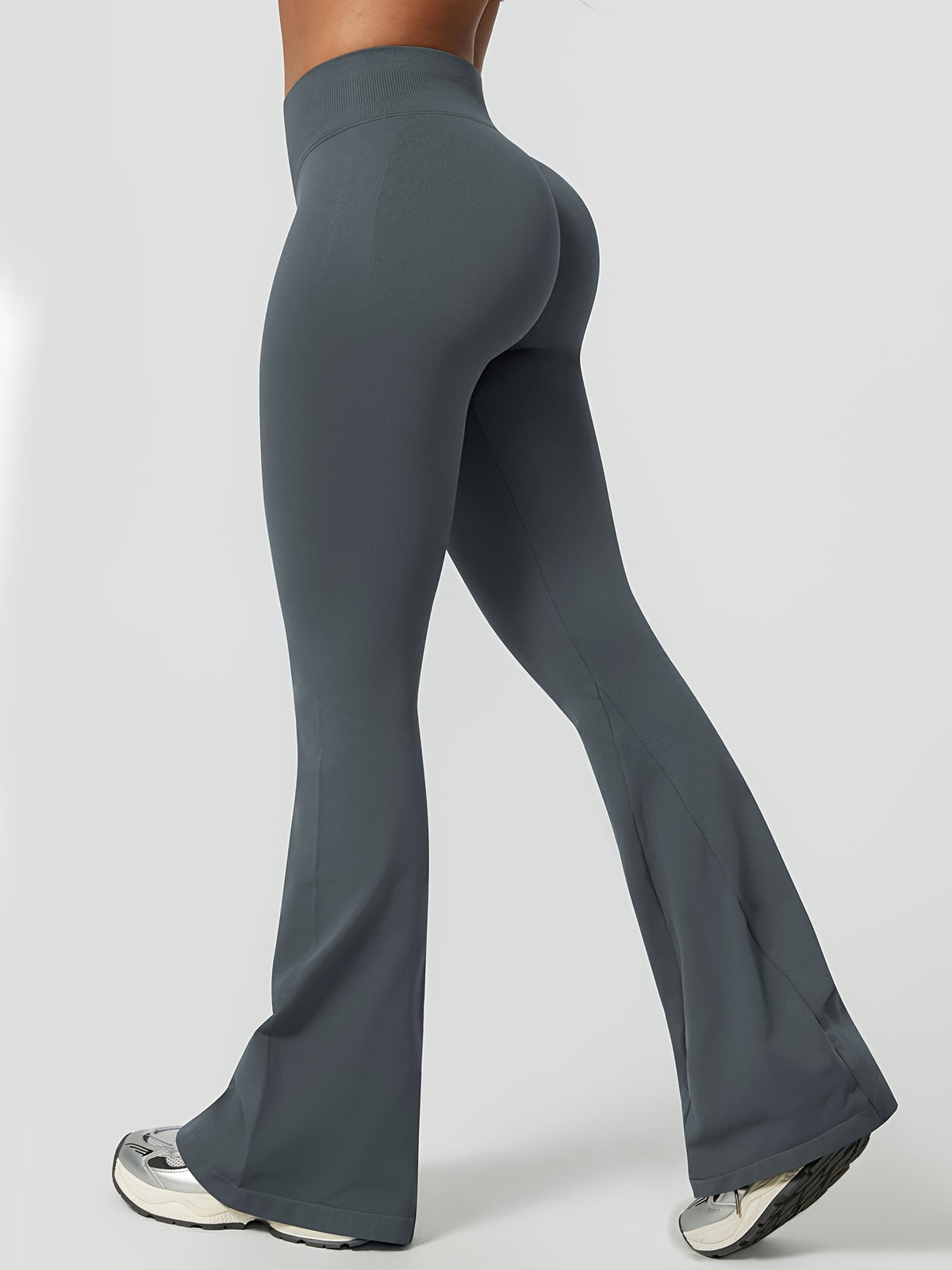 2 Pack High Waist Flare Leggings - Navy & Dark Grey