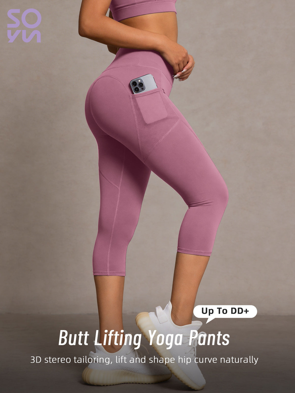 Side Pocket High Waist Lifting Leggings - Hot Pink