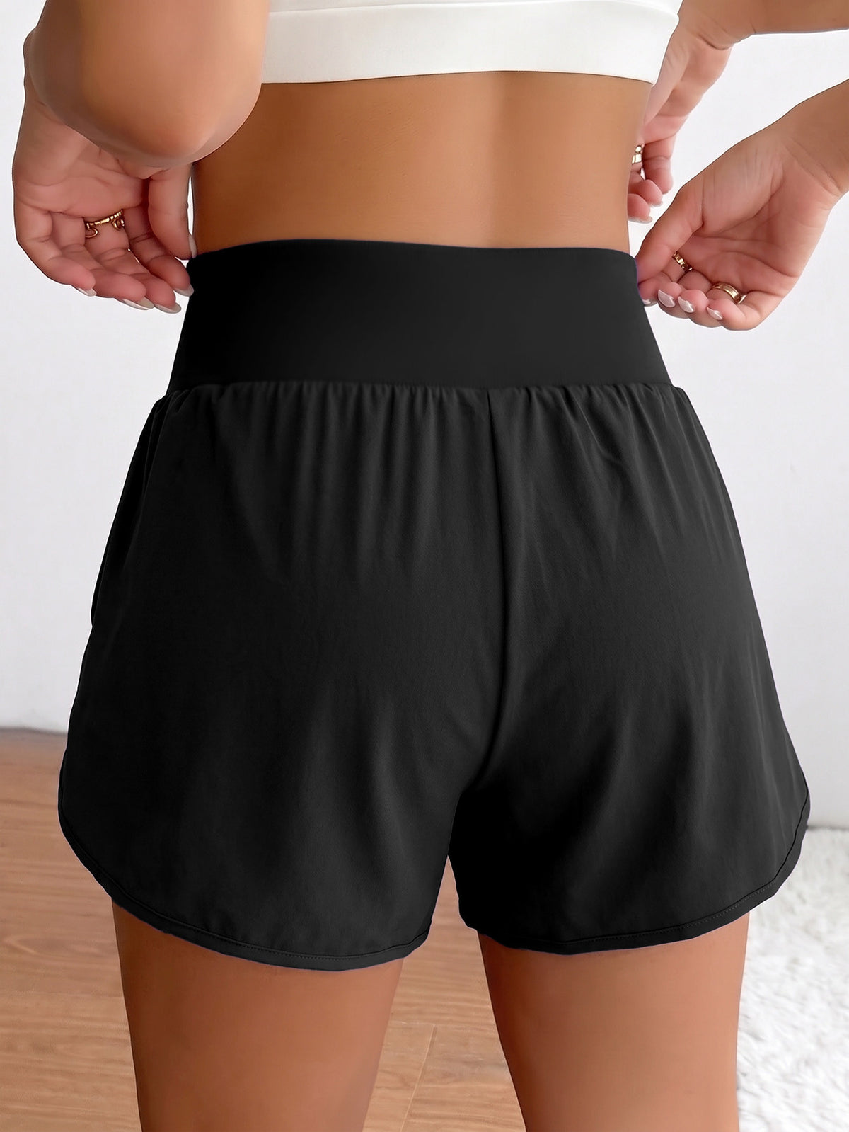 Ruffle Hem 2-in-1 Running Shorts - Black
