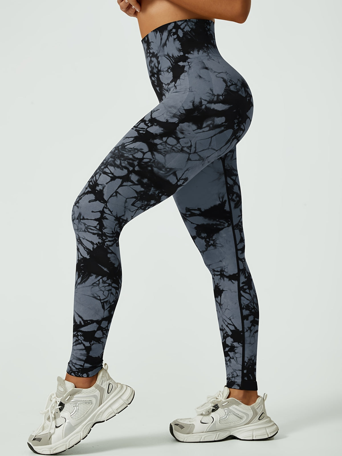 Tie Dye Seamless Leggings - Grey Tie Dye