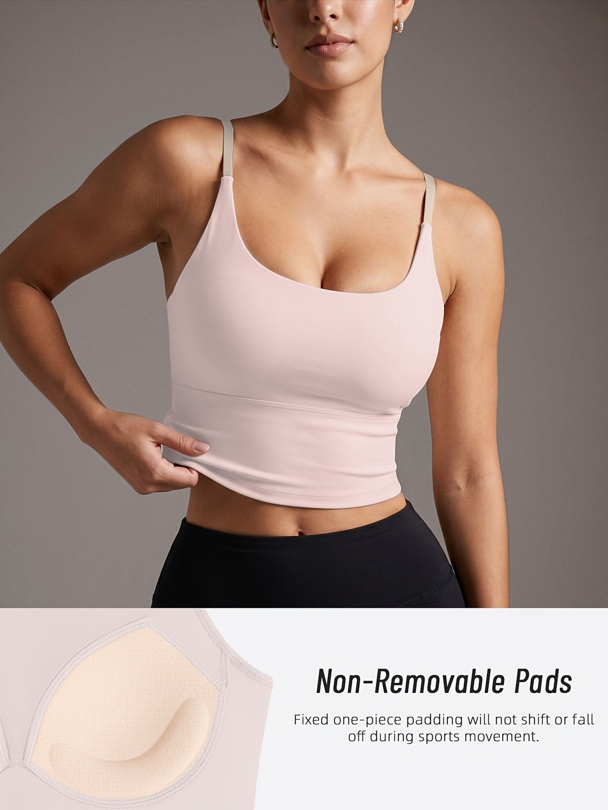 Color Block Padded Yoga Cami - Pink