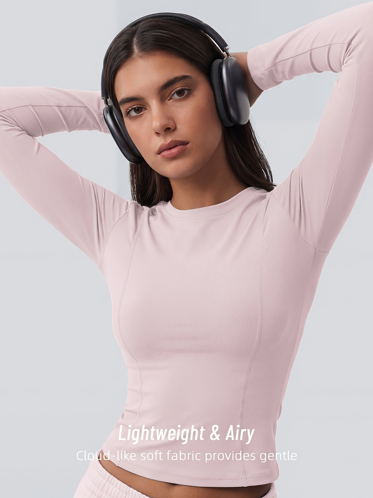 Full Length Compression Long Sleeve Top - Light Pink