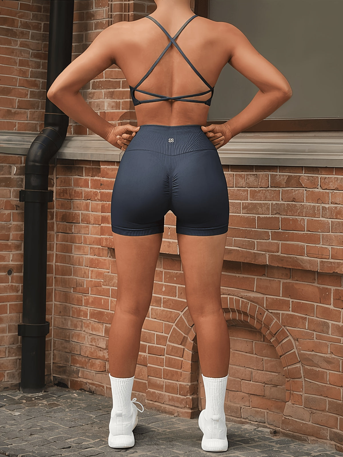 Seamless Thin Strap Bra & Shorts Set - Light Blue