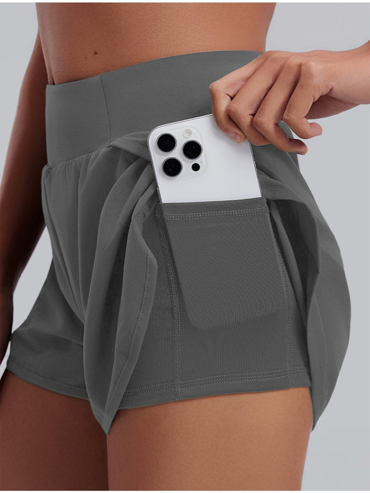 Pocket 2-in-1 Anti-Peek Sport Skort - Grey