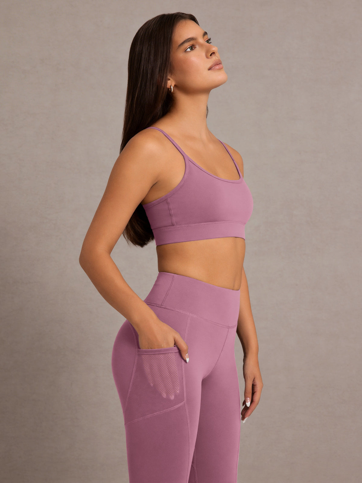 Side Pocket High Waist Lifting Leggings - Hot Pink