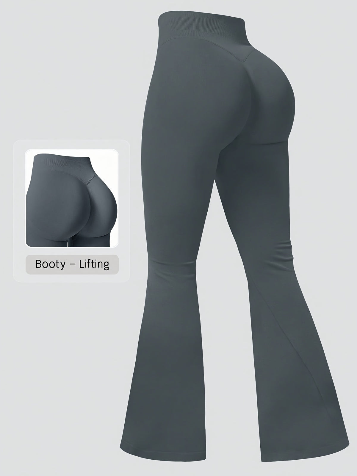 High Waist Lifting Flare Leggings - Dark Grey