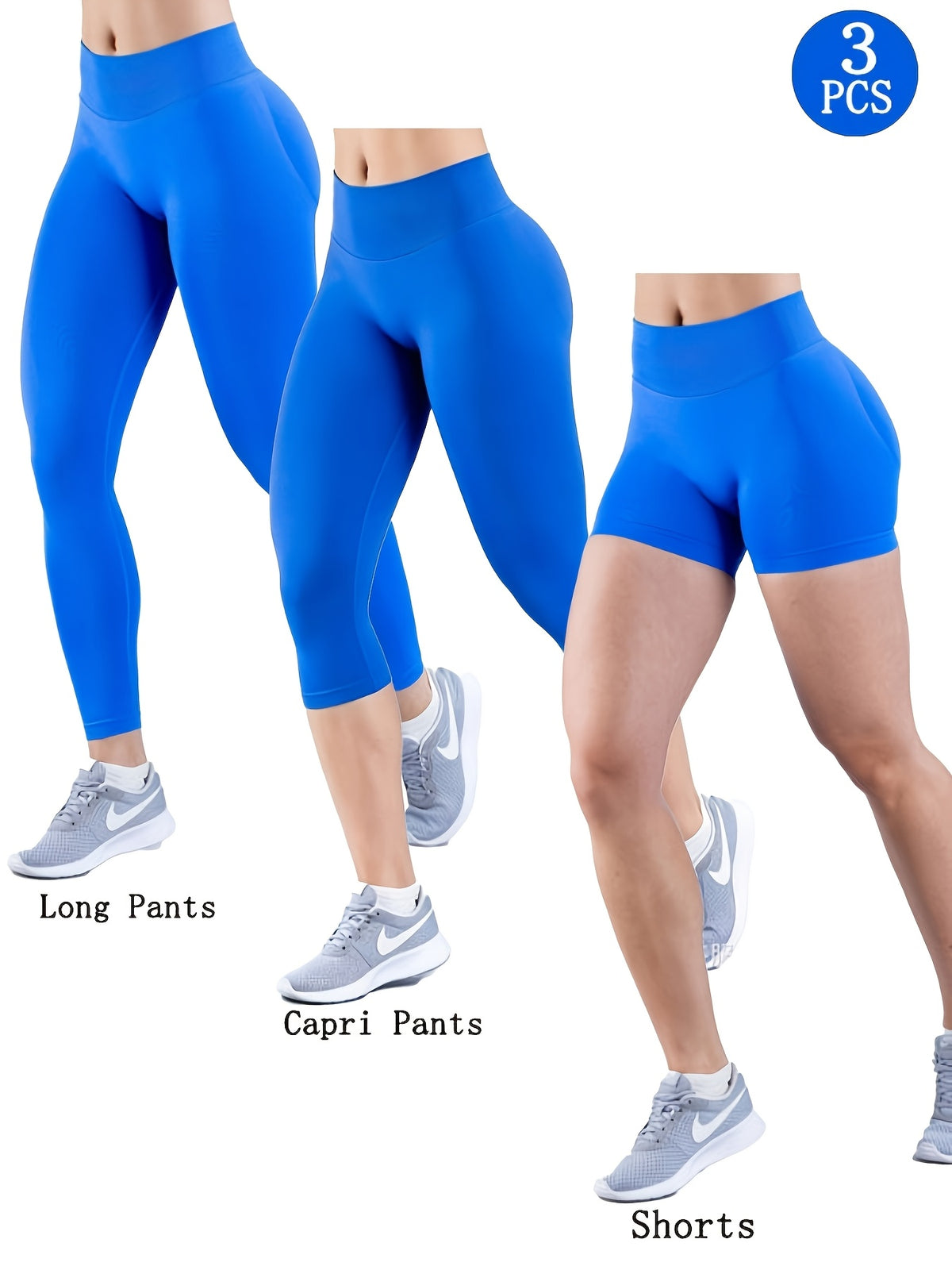 3 Pack Seamless Toning Leggings - Royal Blue