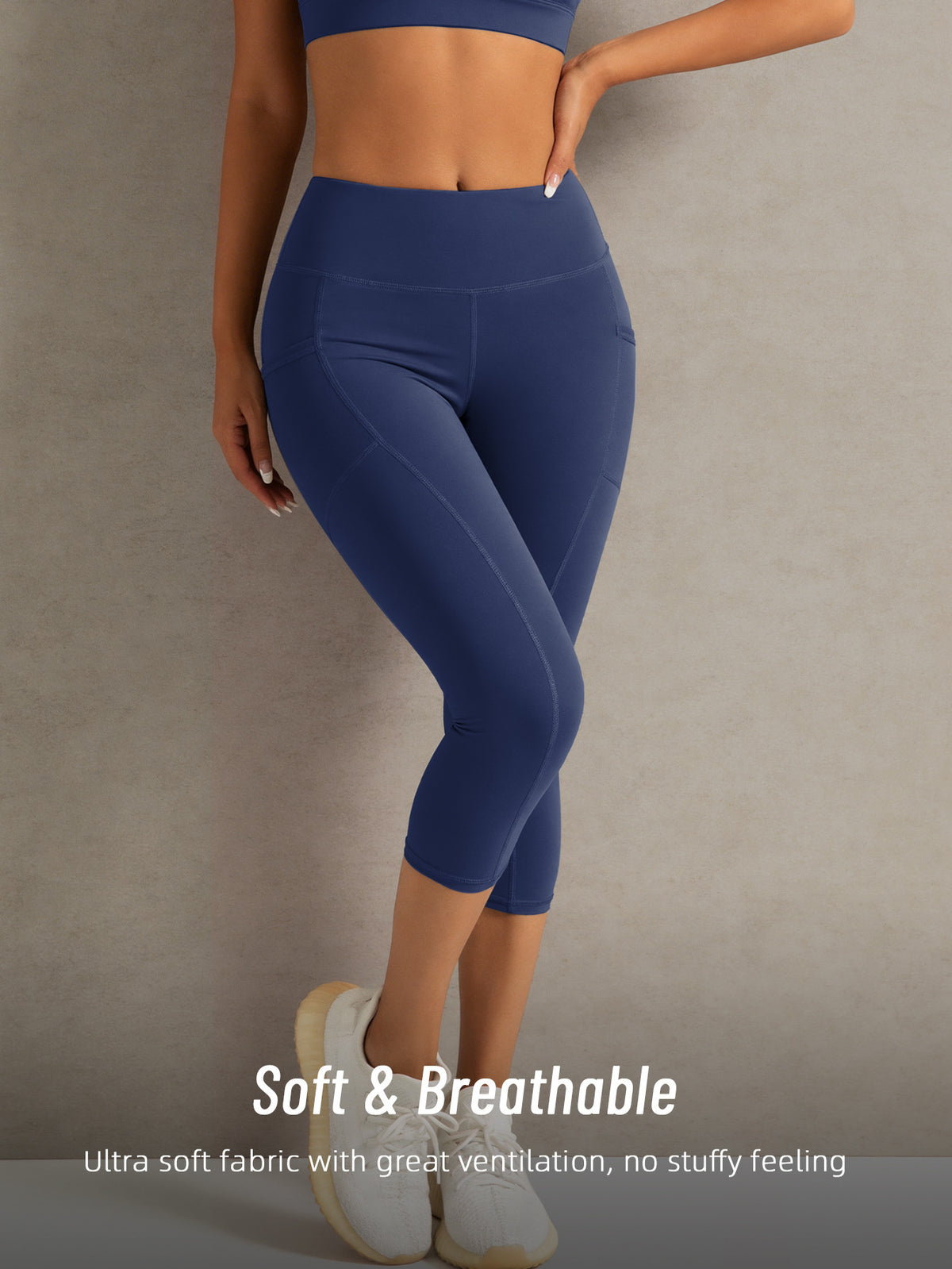 Side Pocket High Waist Lifting Leggings - Navy