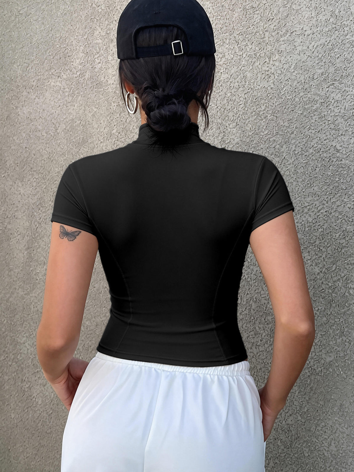3 Pack Short Sleeve Zip Crop Jackets - Black, Ivory White & Gray
