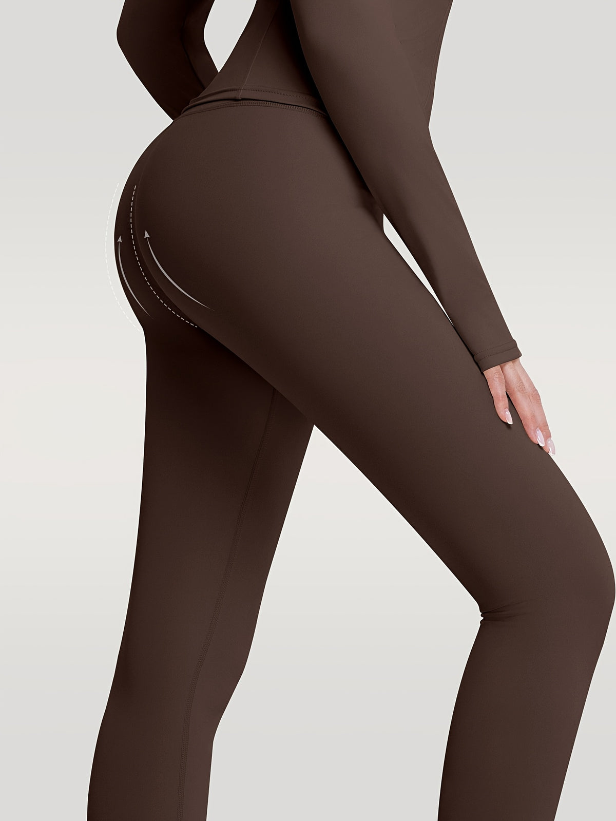 Figure Hugging Jacket & Pants Set - Brown
