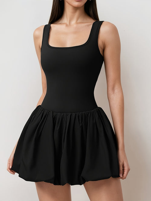 Backless Strappy Tennis Dress - Black