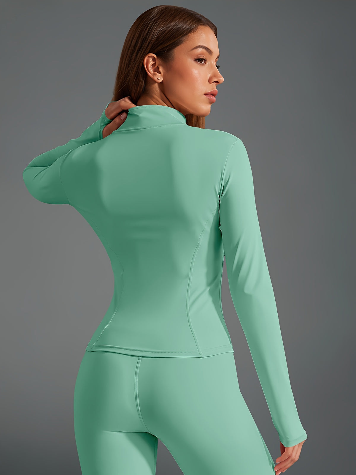 Quick Dry Long Sleeve Sports Jacket - Mint Green