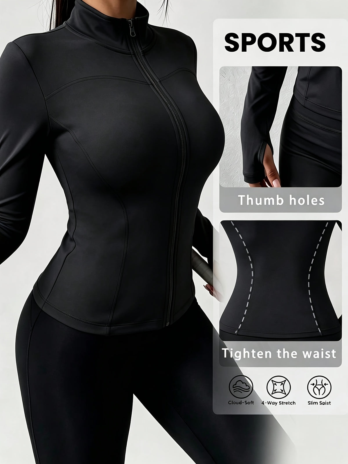 Slim Stand Collar Jacket - Black