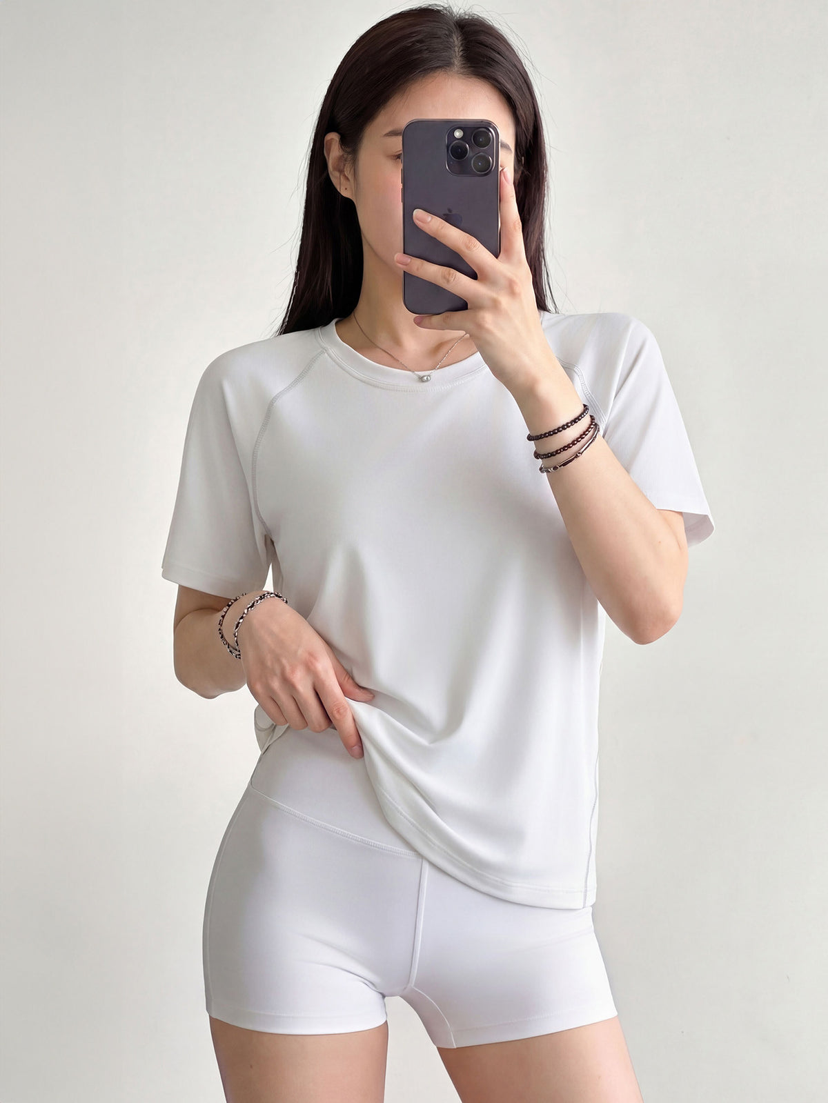 Quick Dry Short Sleeve Workout Tee - White