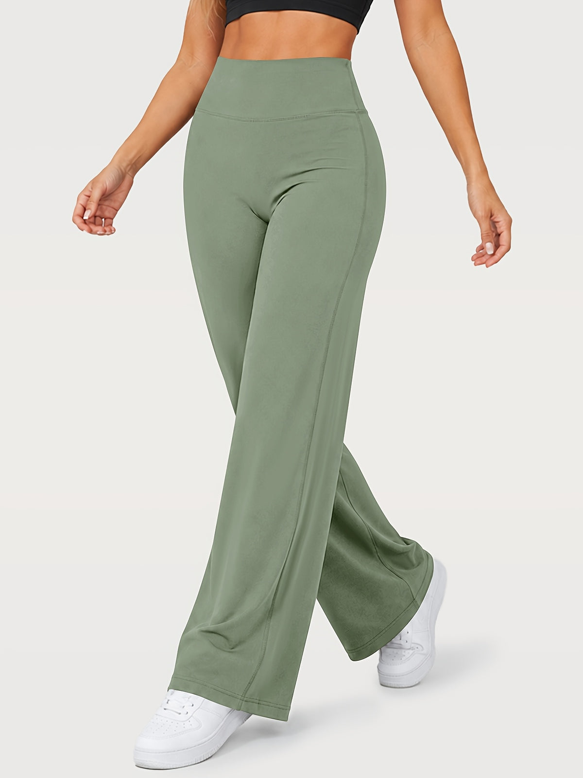 Stretch Straight Leg Yoga Pants - Sage Green