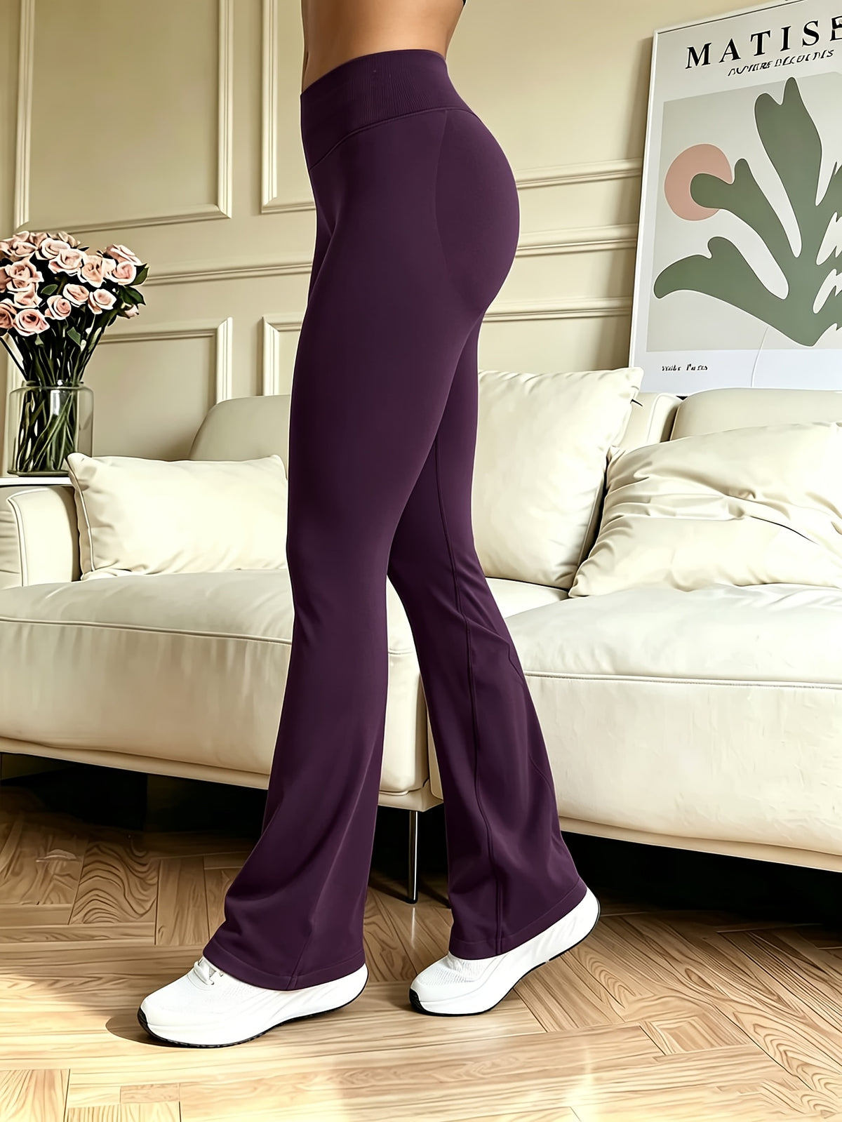 Peach Shaping Micro Flare Yoga Pants - Deep Purple