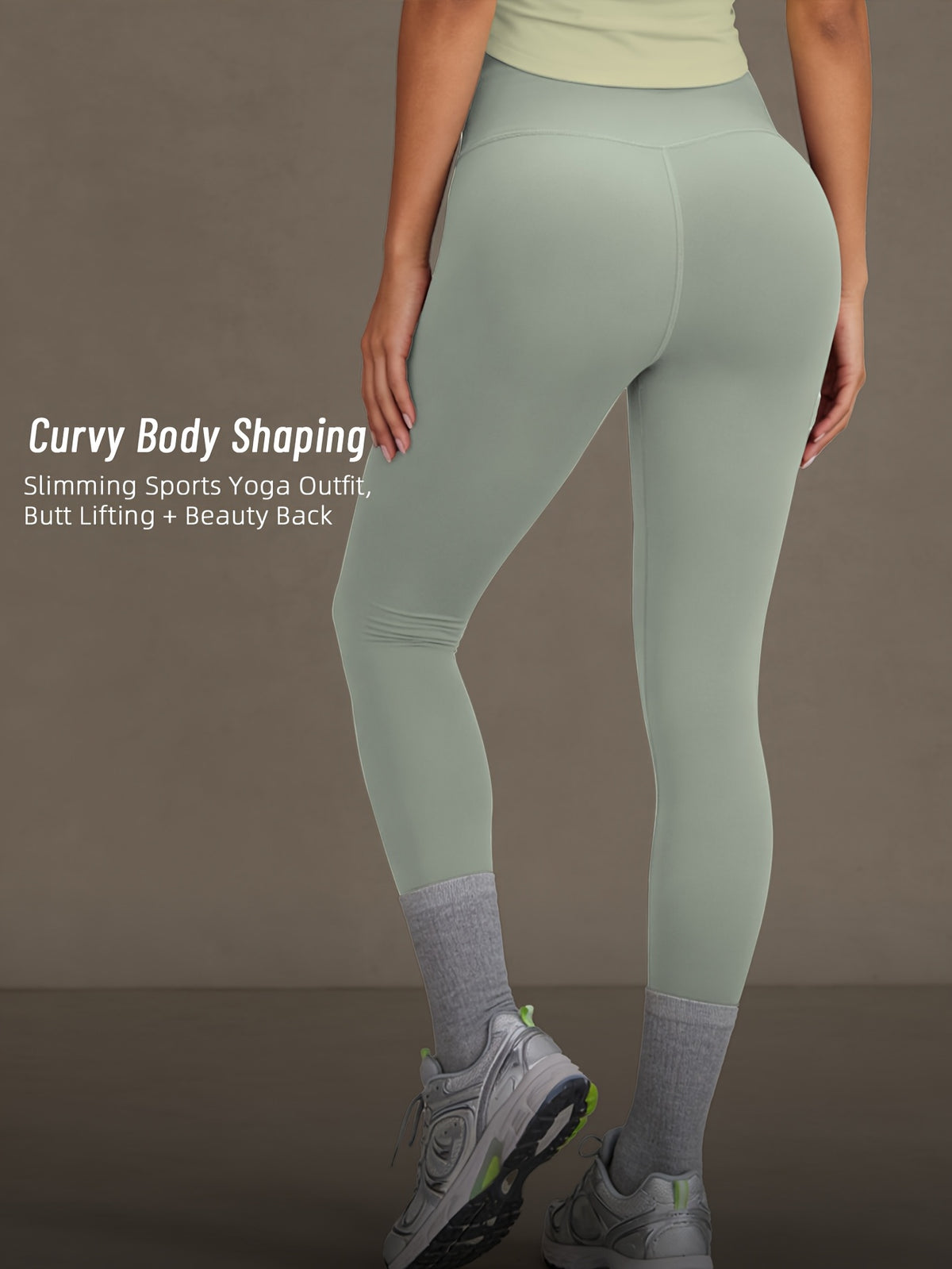 Mesh Cutout Tee & High Waist Leggings Set - Light Green & Yellow Green