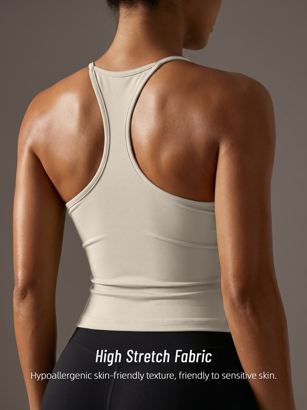 Halter Neck Stretch Tank Top - Ivory White