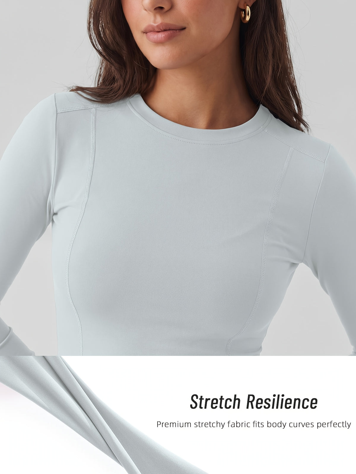 Full Length Compression Long Sleeve Top - Light Cyan