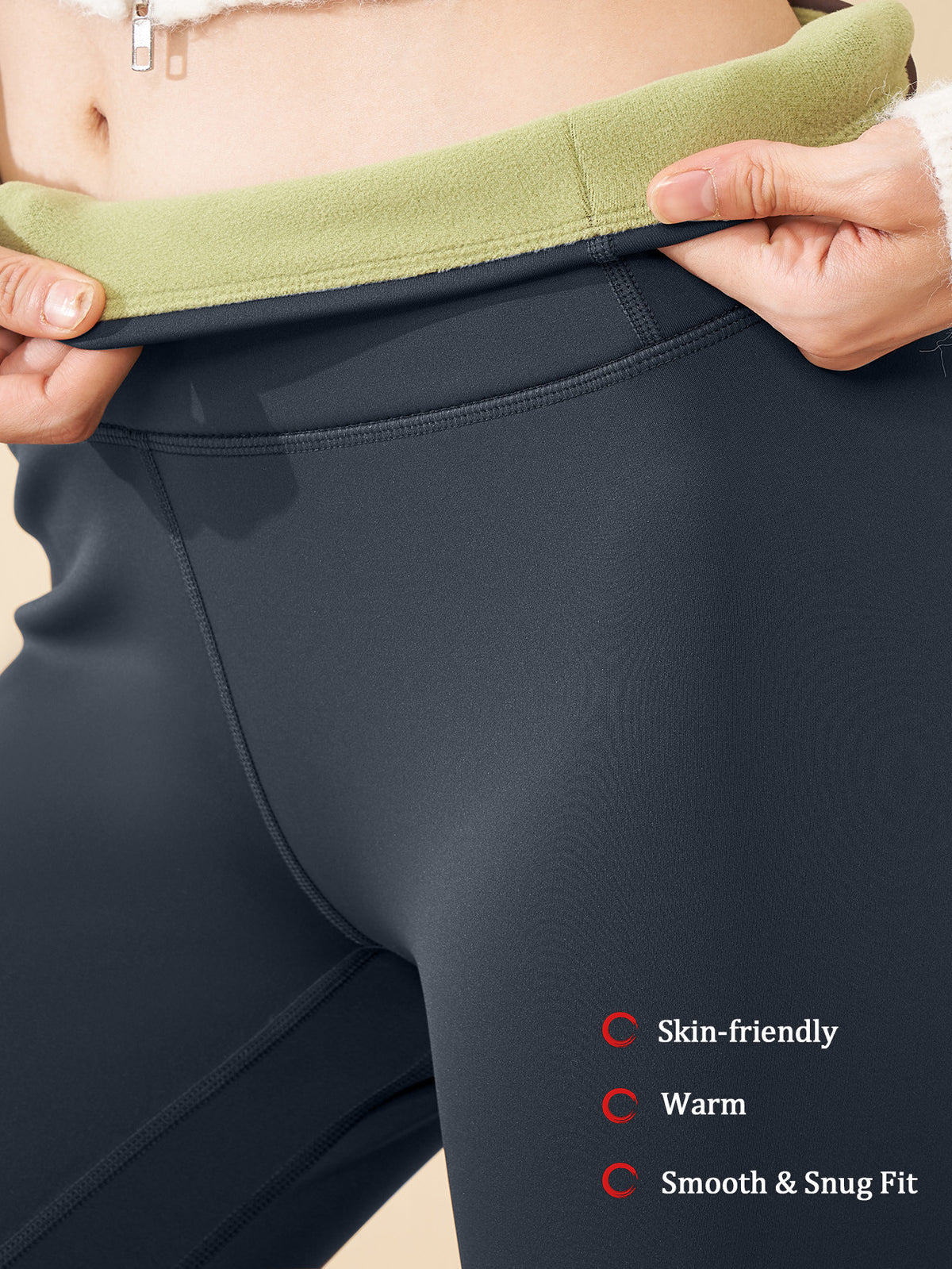 Fleece Lined Tummy Control Leggings - Dark Gray