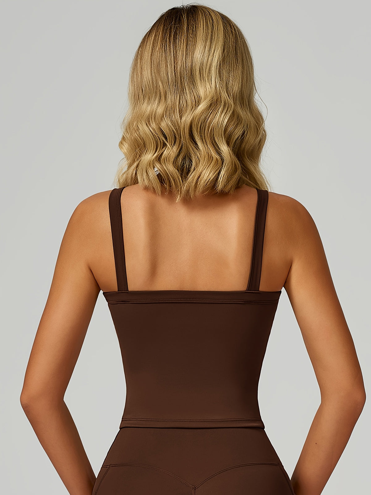 Longline Yoga Tank - Coffee Brown
