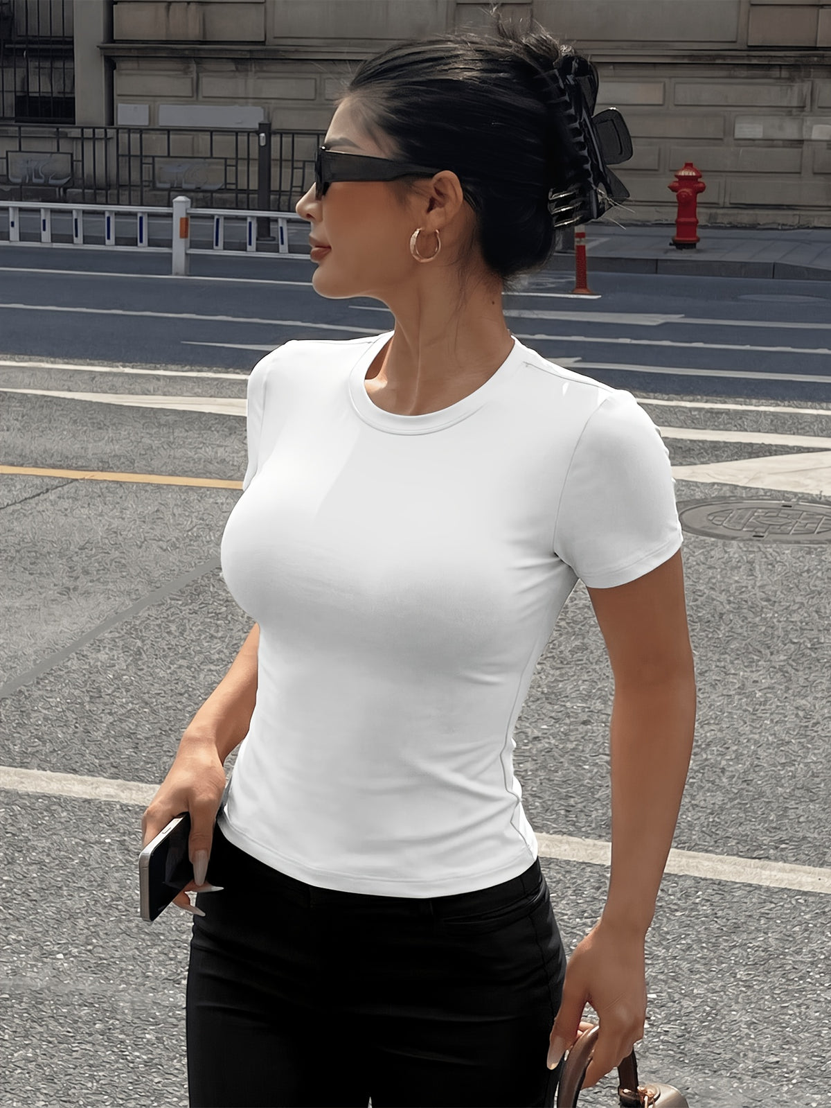 Slim Fit Quick Dry Crew Neck Tee - White