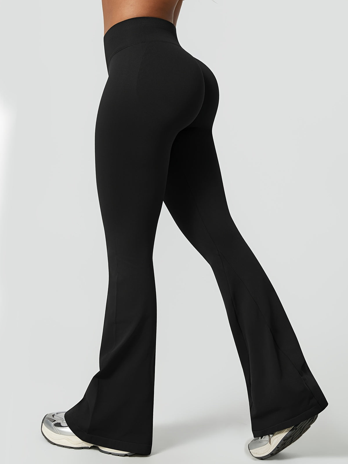 High Waist Lifting Flare Leggings - Black