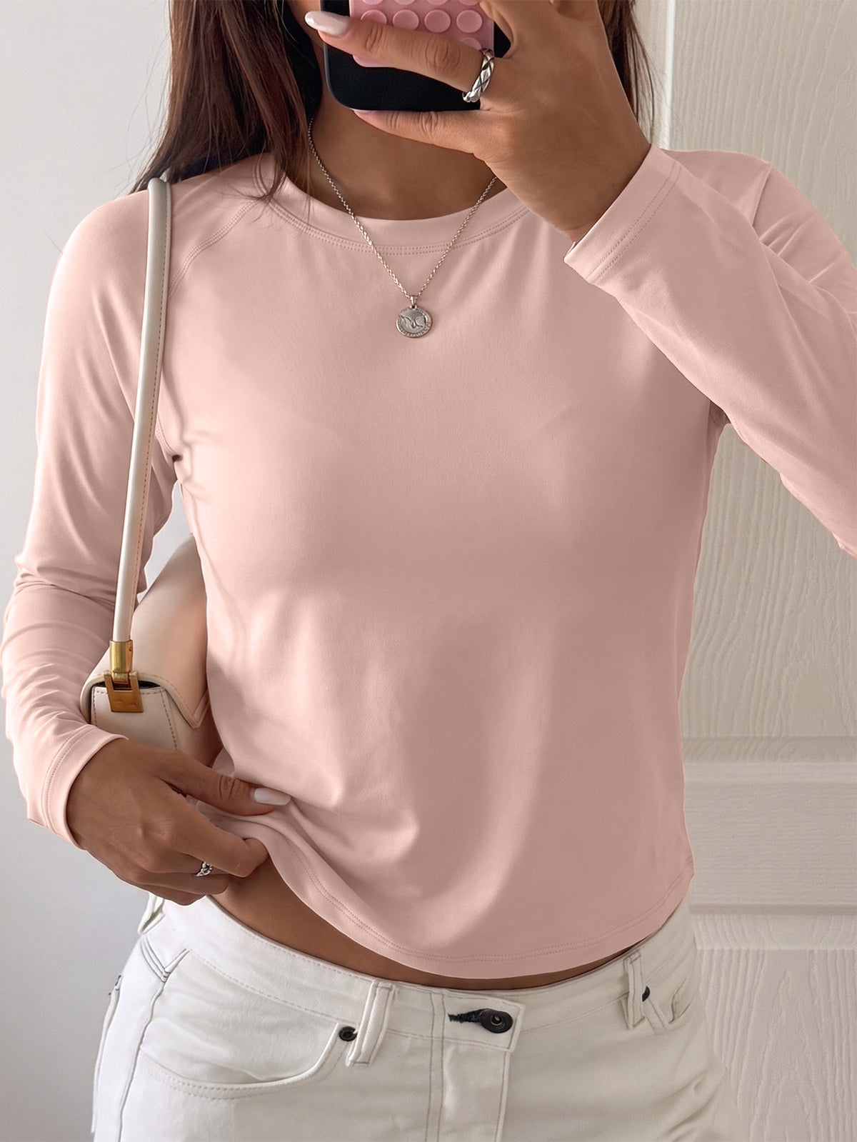 Mesh Back Panel Fitness Tee - Hot Pink