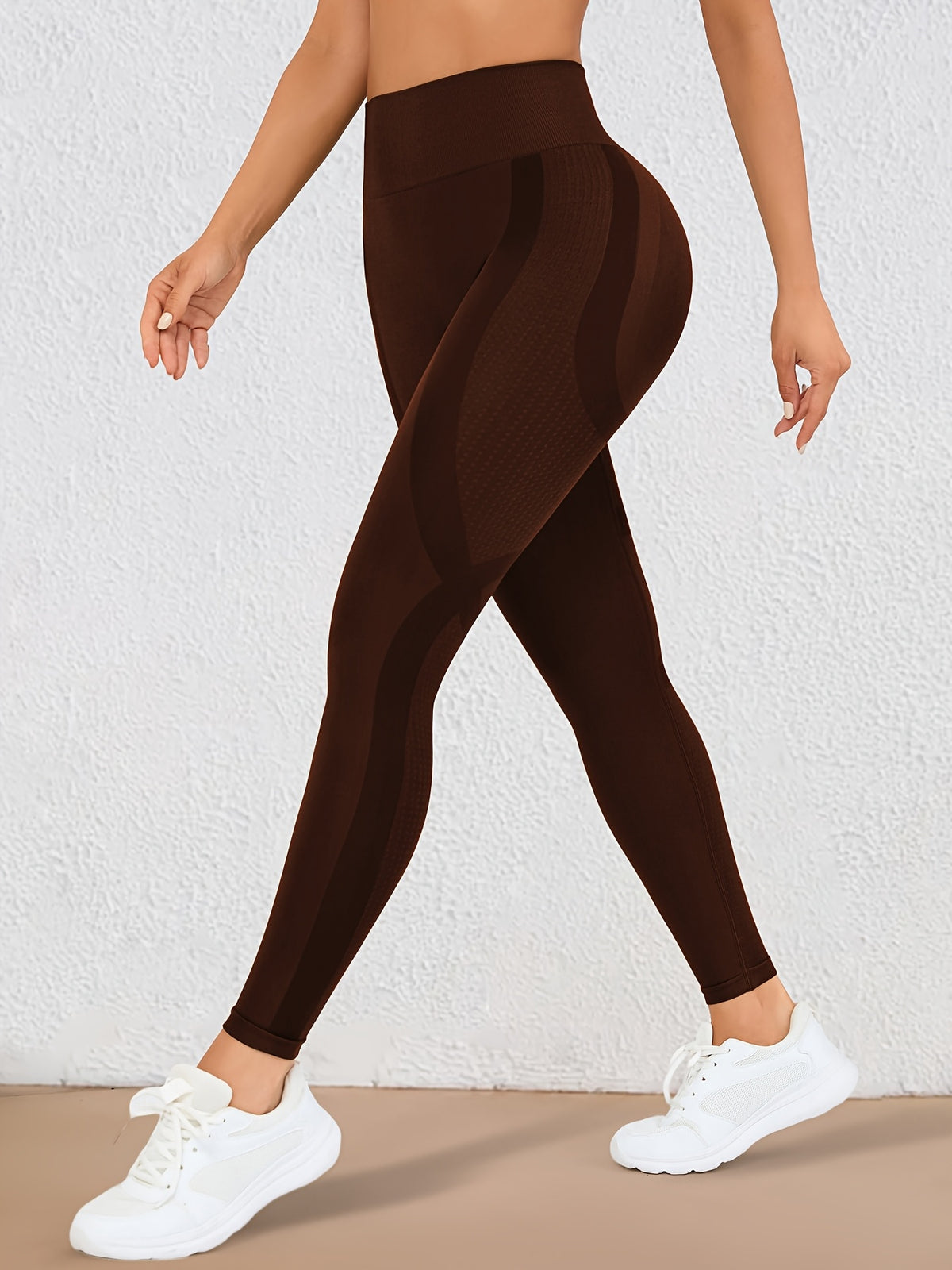 Wide Waistband Lifting Leggings - Coffee