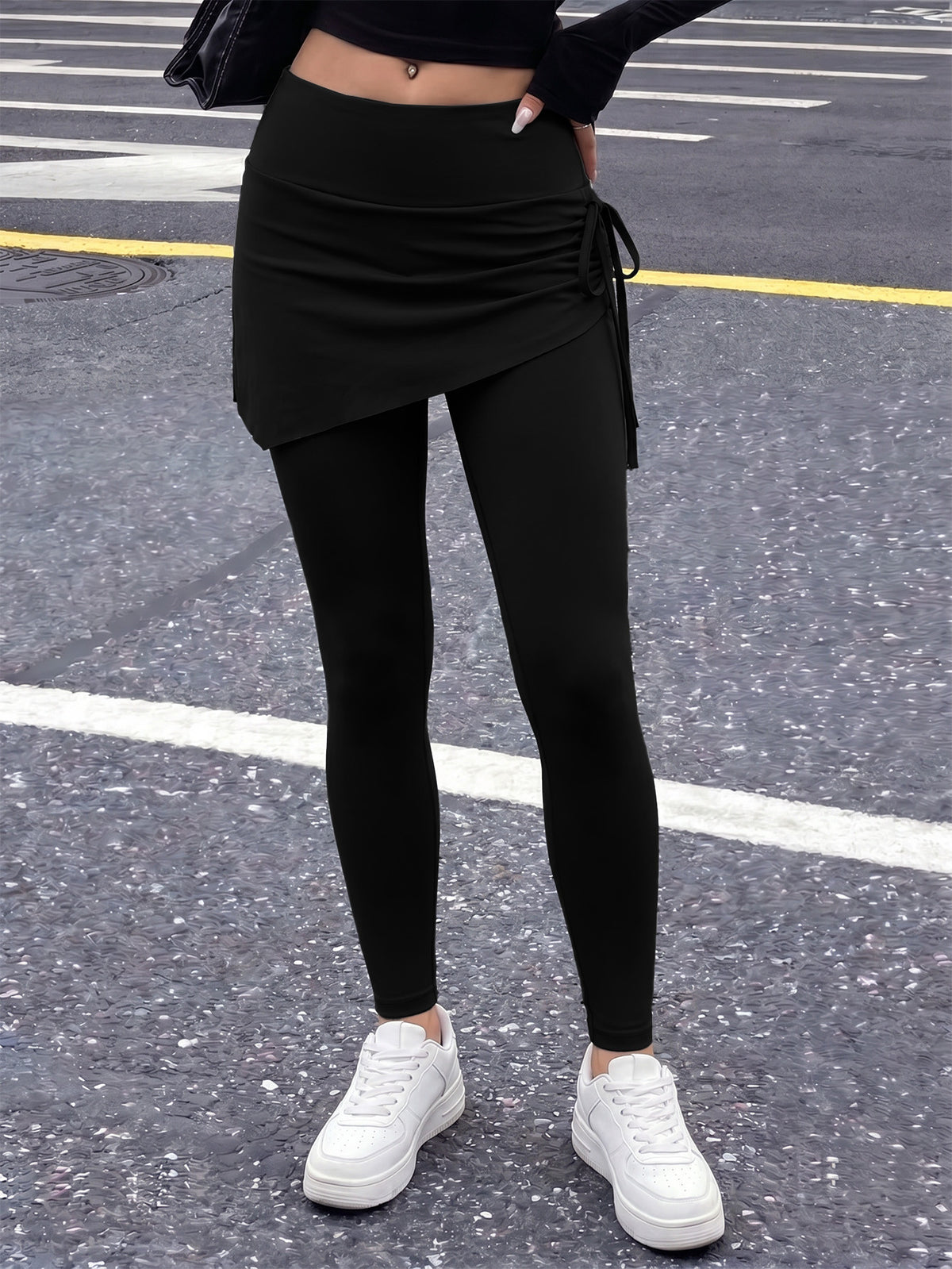 3 Pack Drawstring Skirted Leggings - Black
