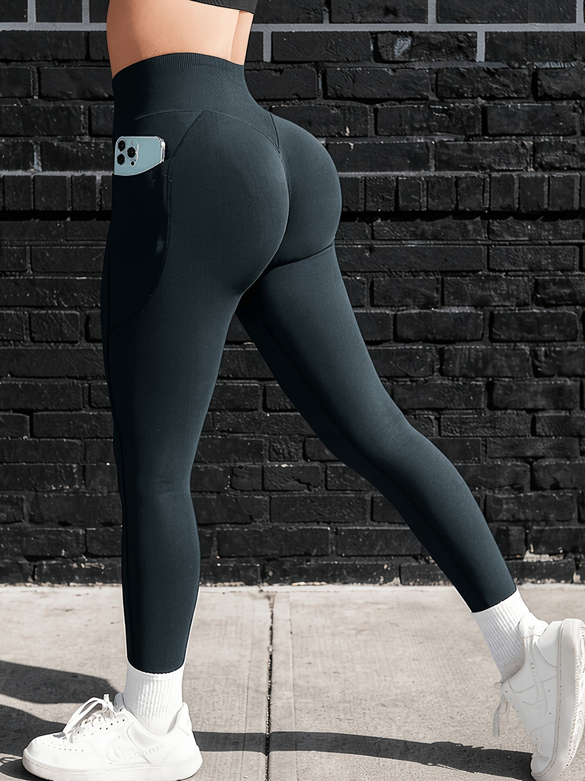 Seamless Pocket Tummy Control Leggings - Dark Green