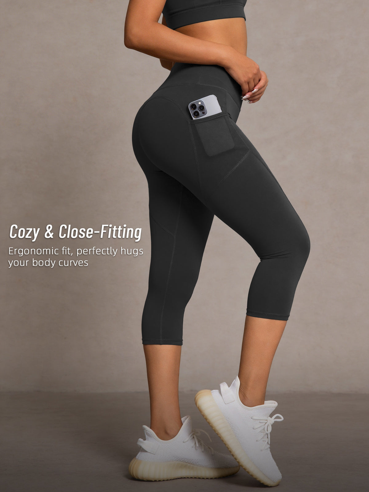 Side Pocket High Waist Lifting Leggings - Black