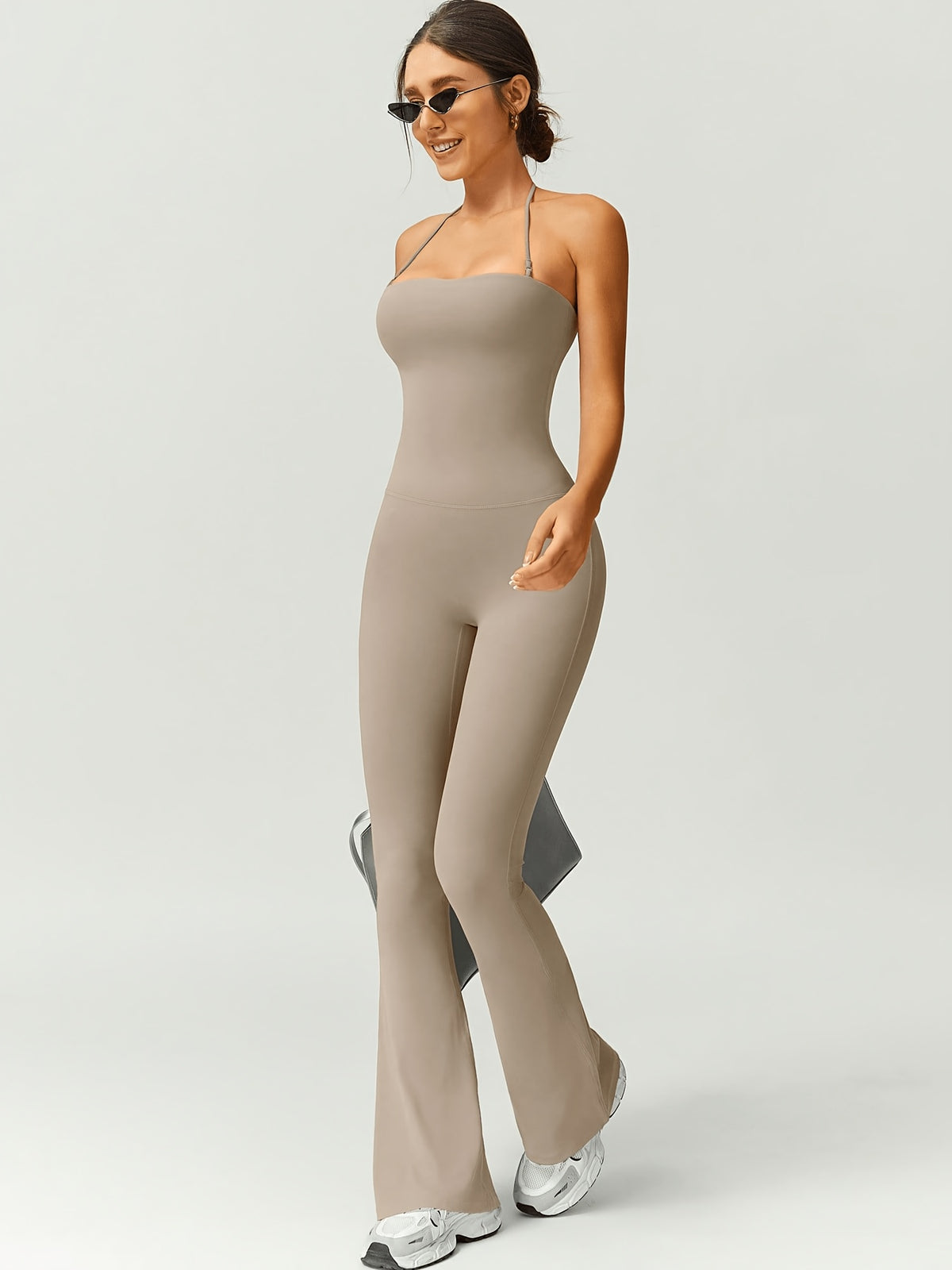 Strapless Flare Jumpsuit - Khaki