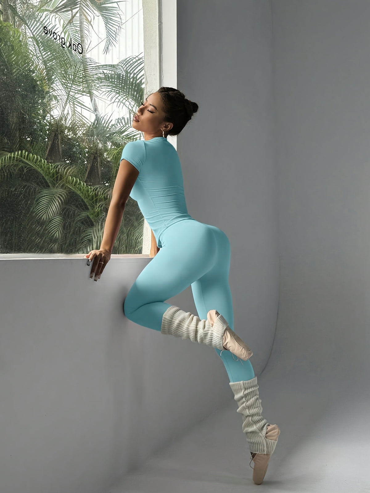 Cropped Tee & Leggings Set - Sky Blue