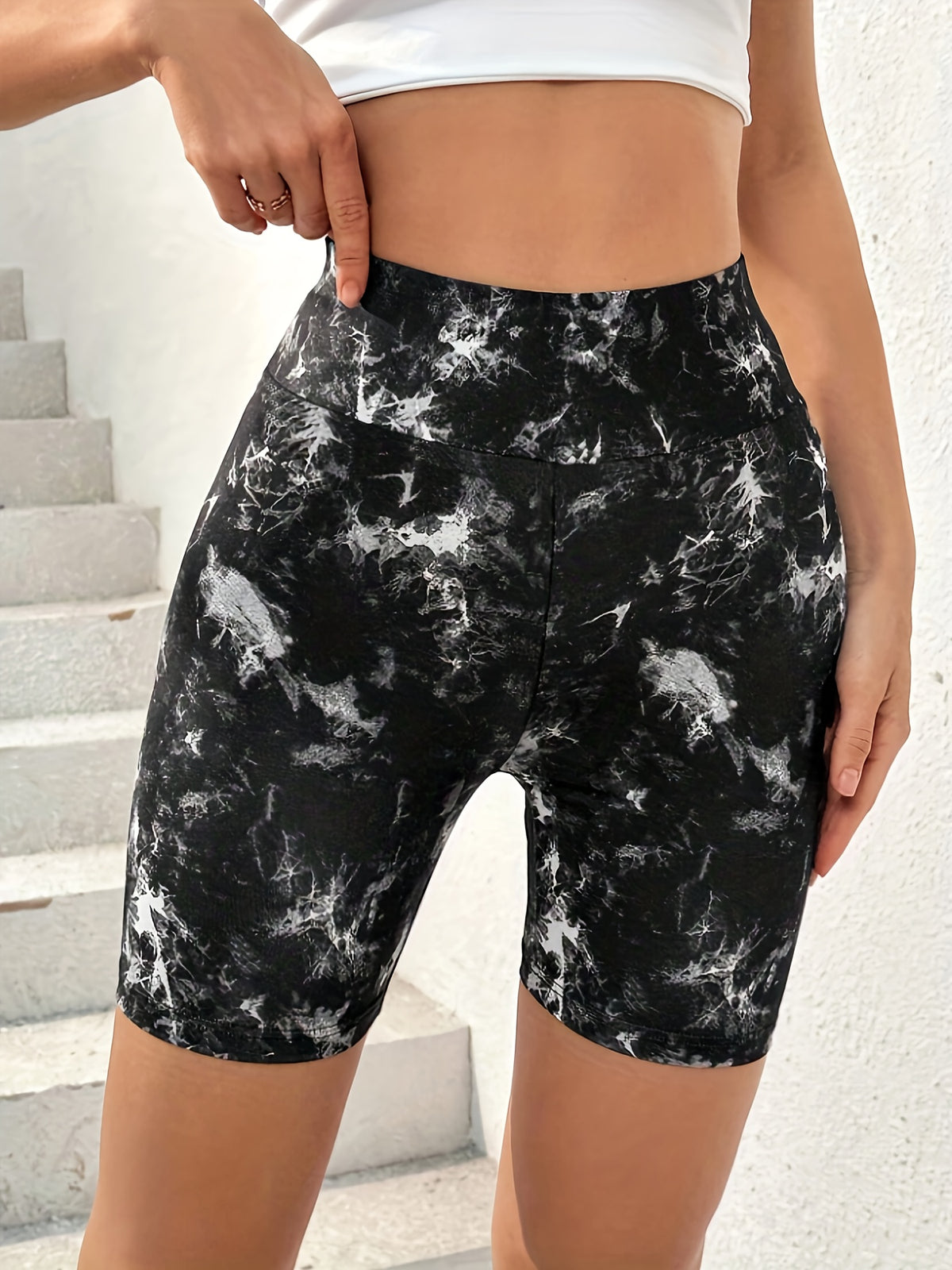 3 Pack Tie-Dye Fitted Athletic Shorts - Pink, Black & White