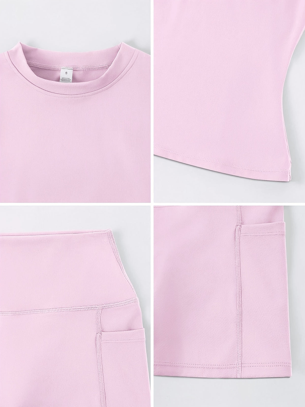 Fitted Tee & Hidden Pocket Shorts Set - Hot Pink