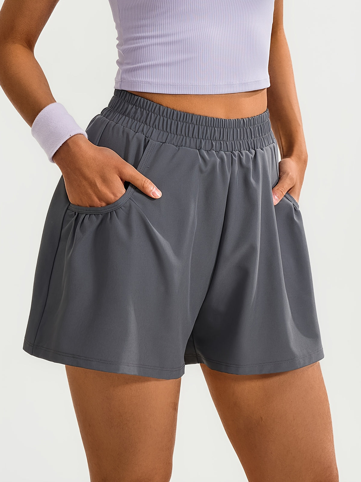 Loose Pocket Running Shorts - Grey
