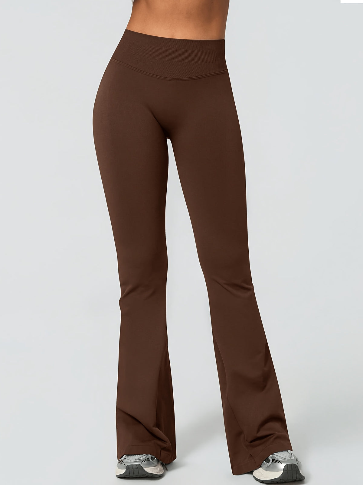 High Waist Lifting Flare Leggings - Mocha Brown