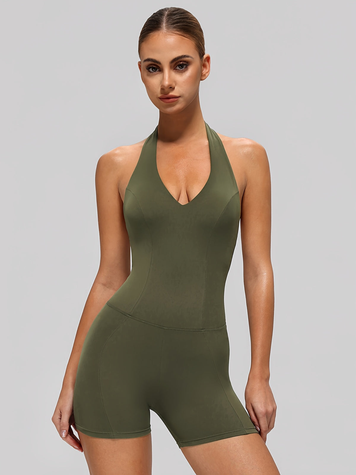 Off Shoulder Sports Bodysuit - Olive
