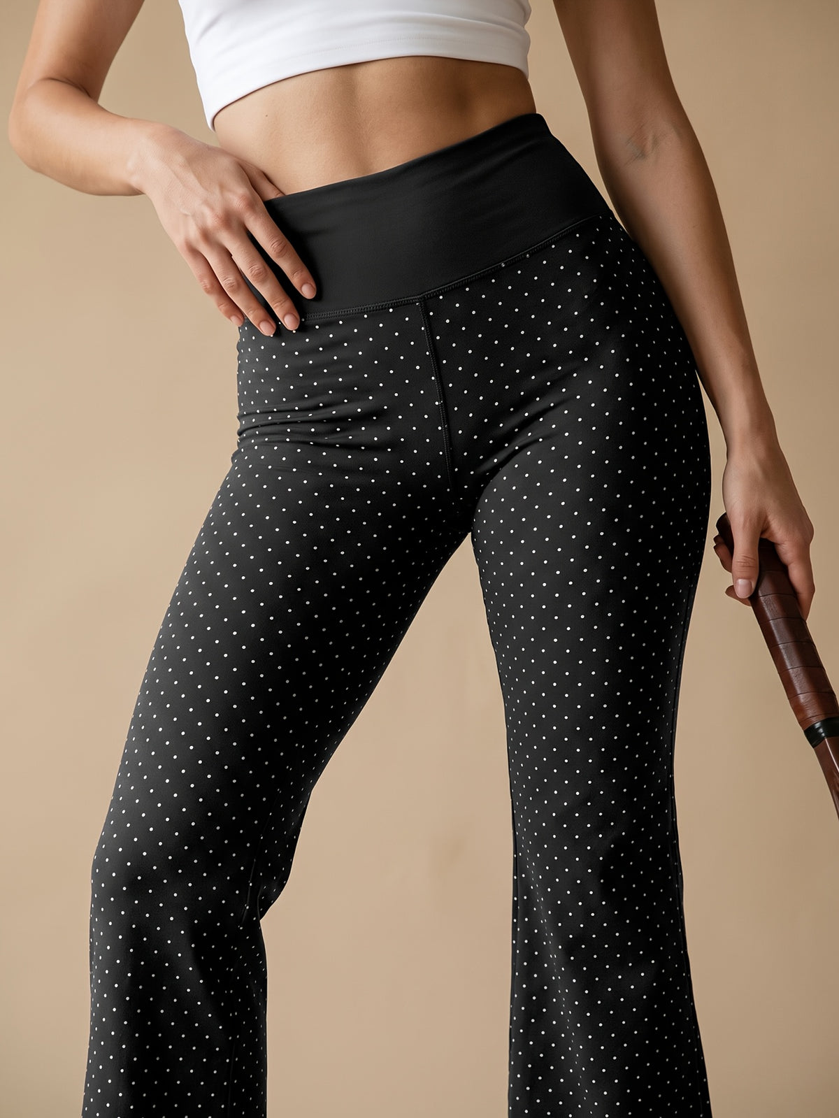 Polka Dot Flare Leggings - Black