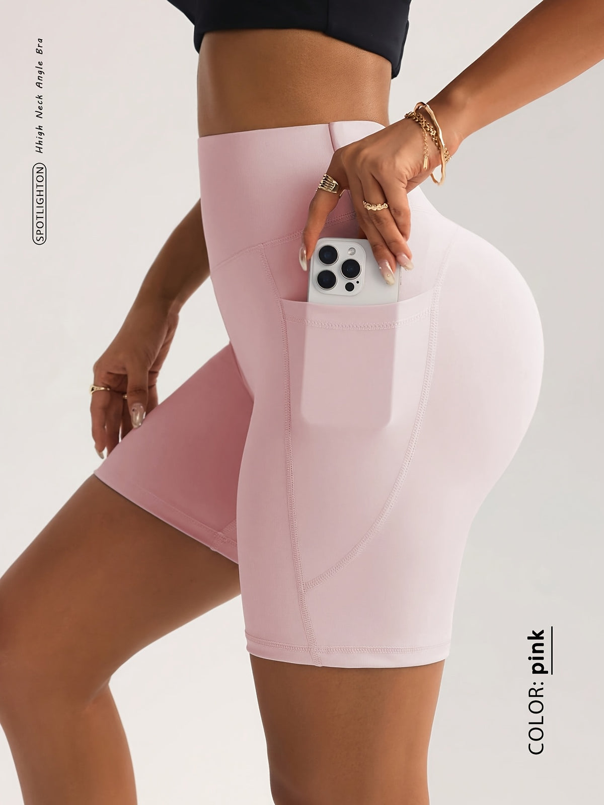 Pocket Lifting Biker Shorts - Pink