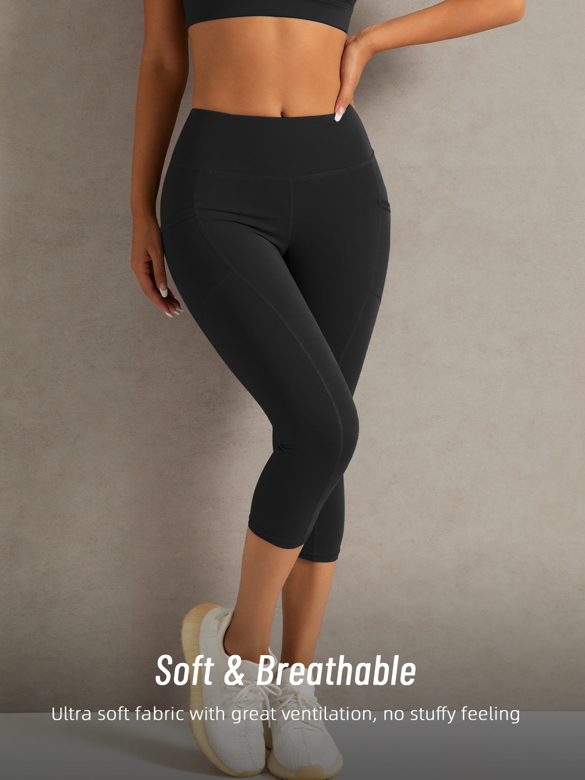 Side Pocket High Waist Lifting Leggings - Black