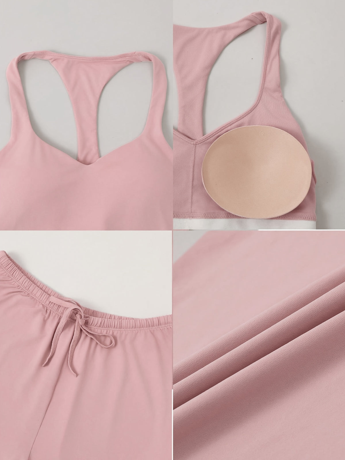 Racerback Tank & Wide Leg Pants Set - Light Pink