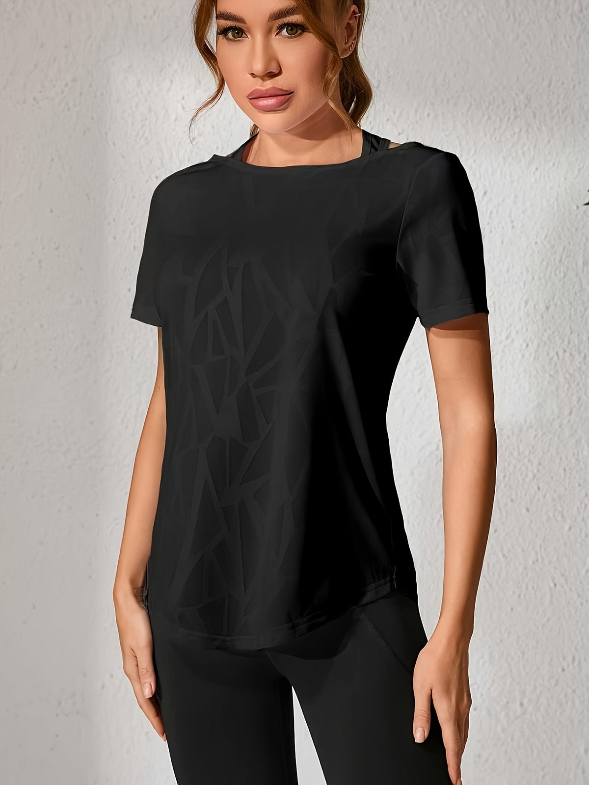 3 Pack Cross Back Cutout Sport Tees - Black, Green & Rose Red