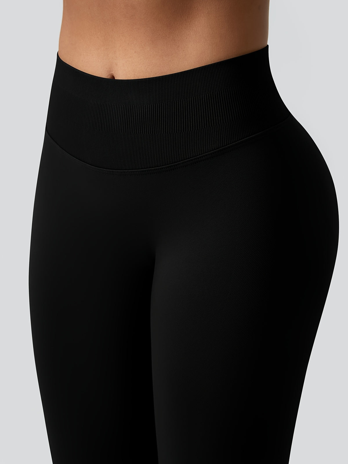 High Waist Lifting Flare Leggings - Black